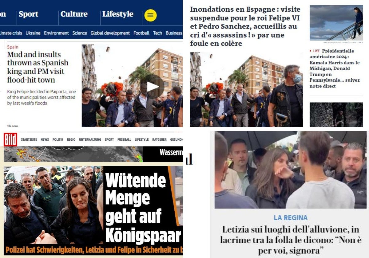 Capturas de pantalla de las webs de The Guardian, Le Monde, Bild y La Republica y Corriere della Sera