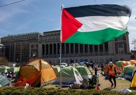 Una acampada propalestina en el campus de la Universidad de Columbia en Nueva York.