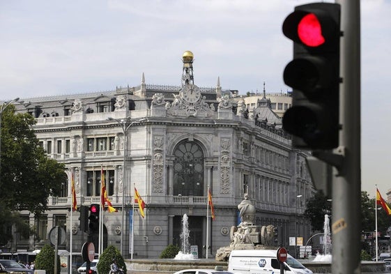 Fachada principal del Banco de España en Madrid.