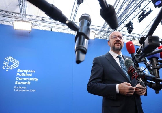 El presidente del Consejo Europeo, Charles Michel, este jueves en Budapest.