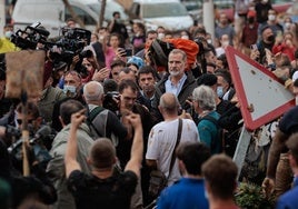 El rey Felipe VI en su visita a las zonas afectadas por la DANA.