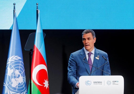 Pedro Sánchez en el plenario de la COP29.