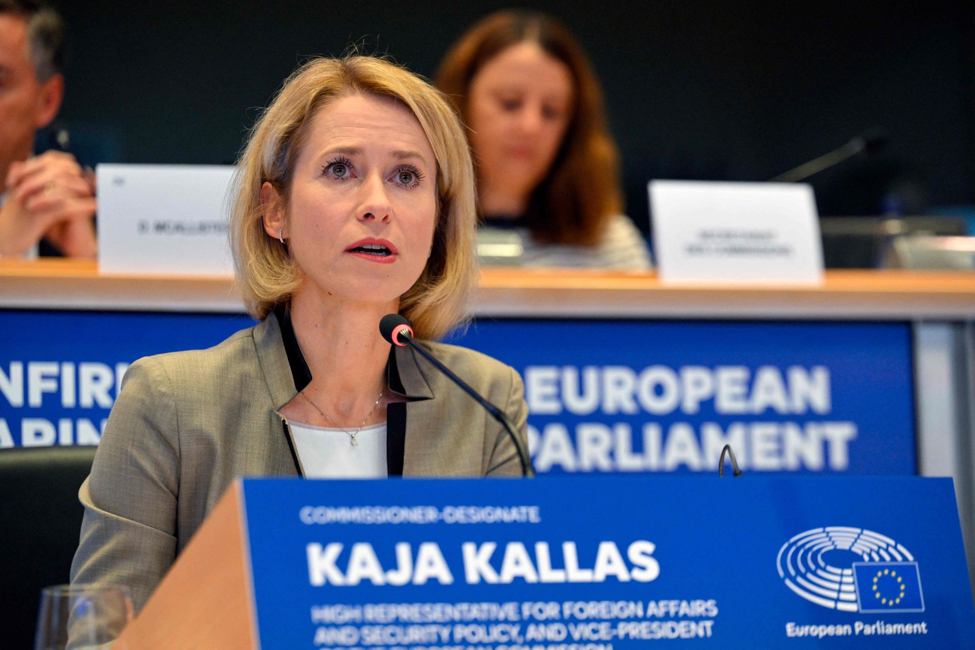 La estonia Kaja Kallas durante el examen en el Parlamento Europeo para el cargo de Alta Representante de la UE este martes.