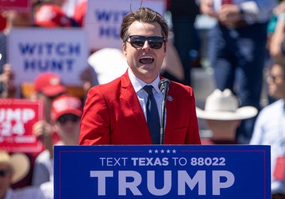 Gaetz , de Florida, habla en un mitin de campaña de Donald Trump en Waco, Texas, el 25 de marzo de 2023.