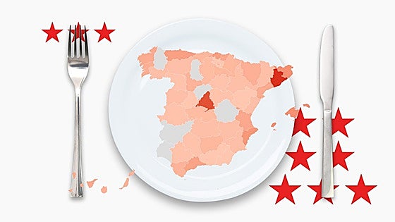 El mapa de los restaurantes con estrella Michelin por provincias