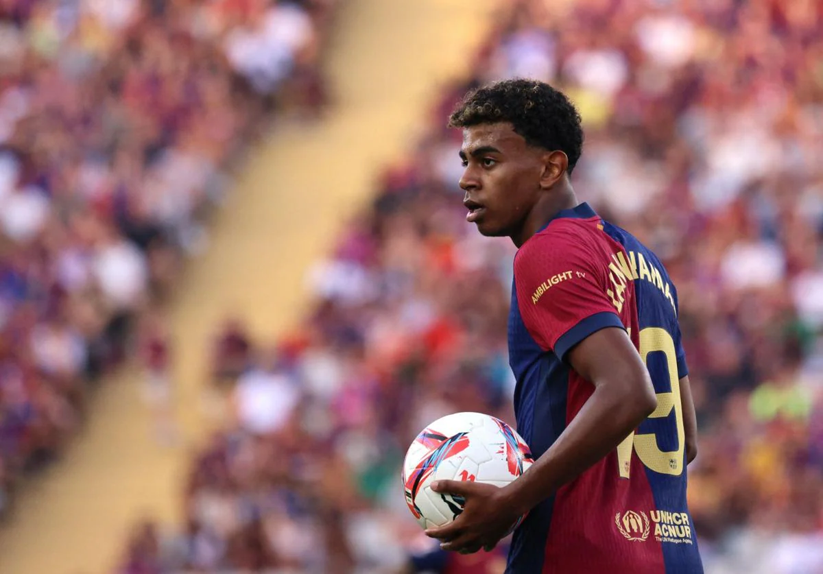 Lamine Yamal, durante un partido del Barça.