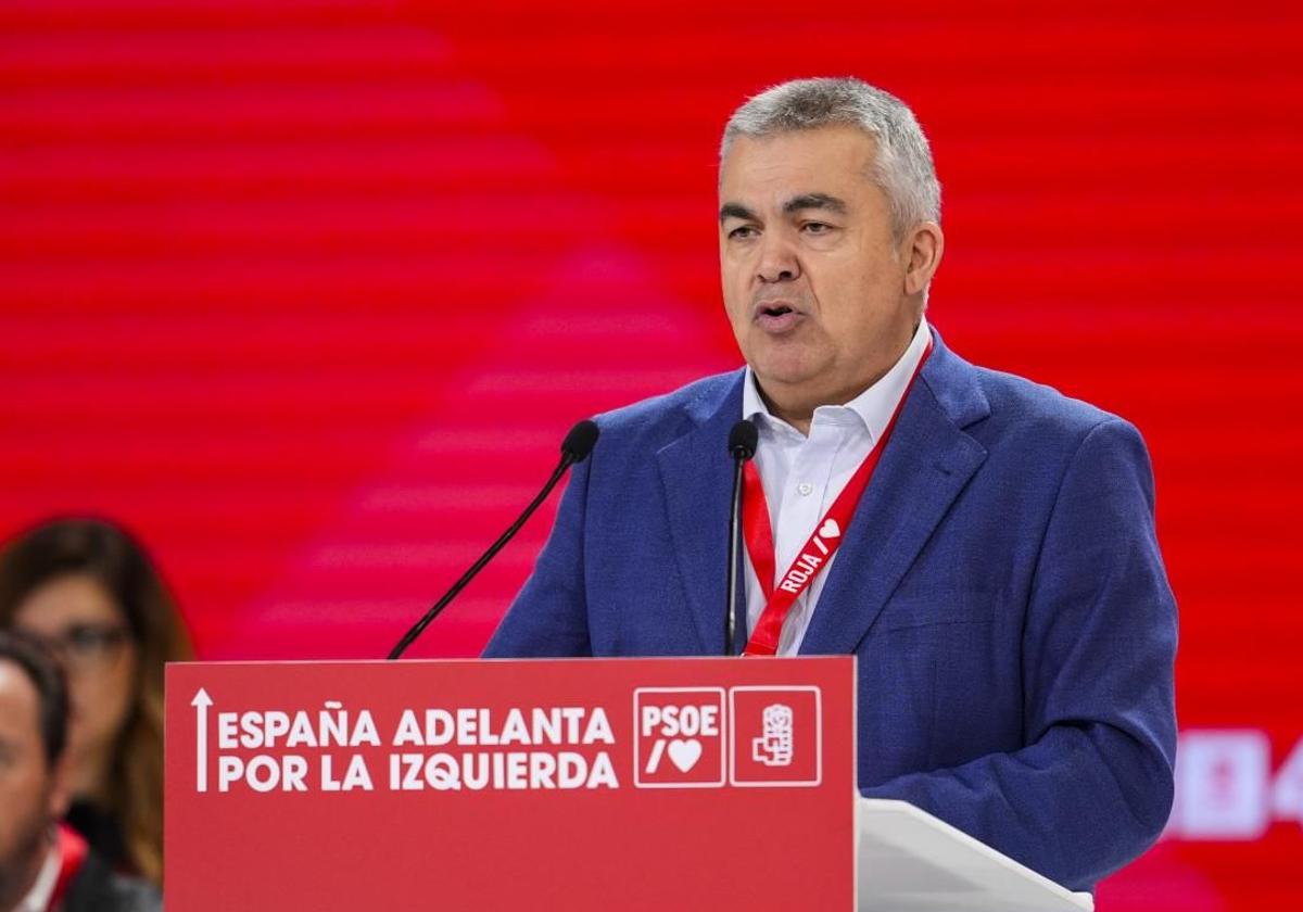 Santos Cerdán interviene este sábado en el Congreso del PSOE.