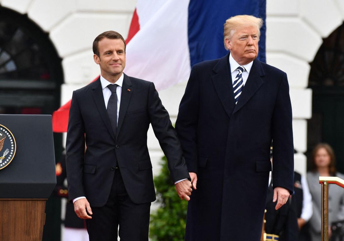 Emmanuel Macron y Donald Trump, durante una visita oficial del presidente francés a Washington, en 2018.