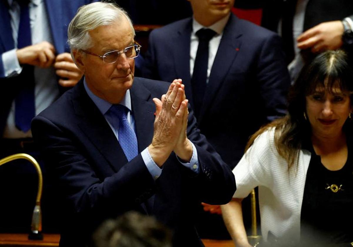 Michel Barnier, en la sesión de este miércoles de la Asamblea Nacional que certificó su final.