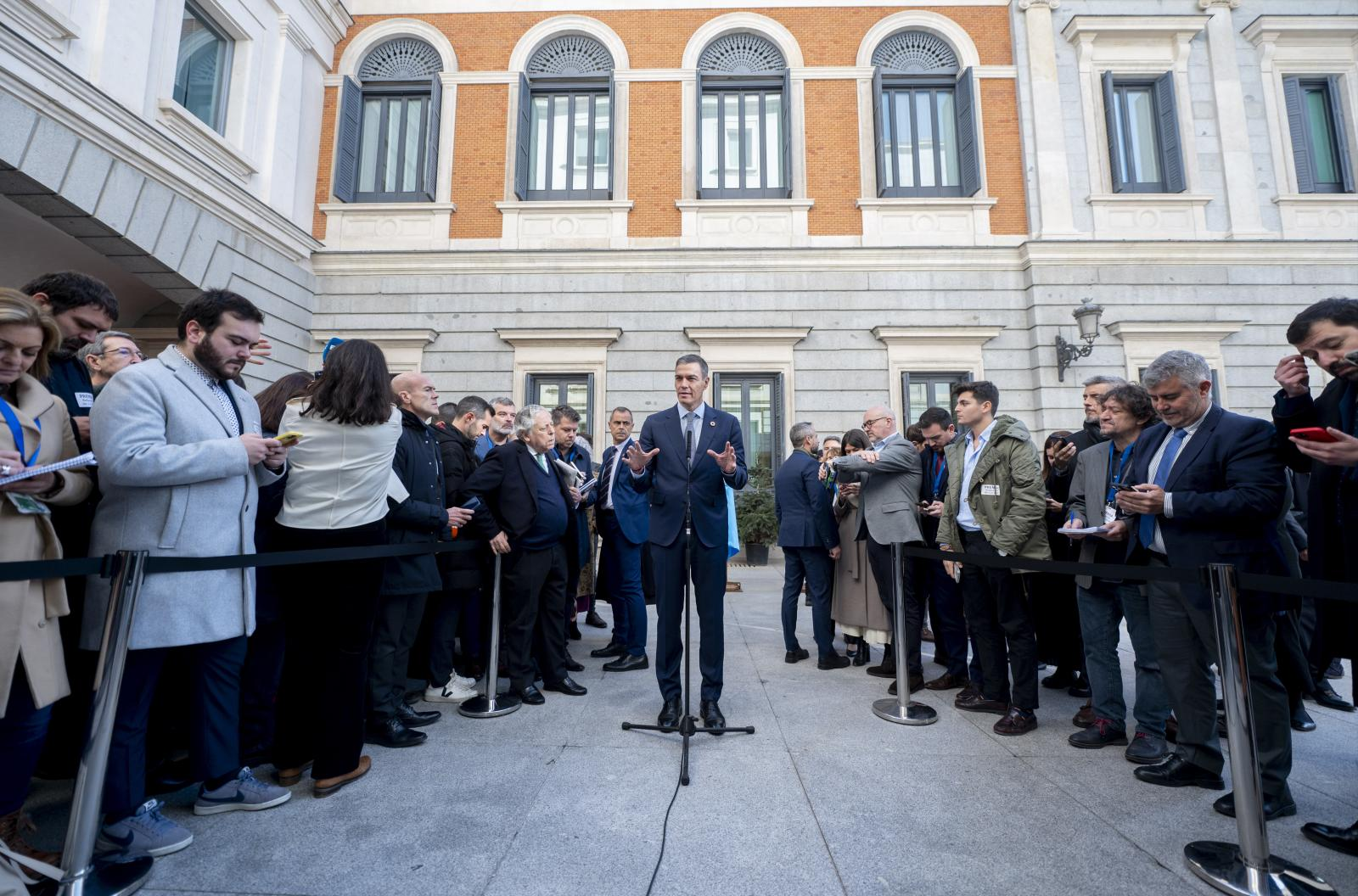 El presidente del Gobierno, Pedro Sánchez, durante el acto del Día de la Constitución