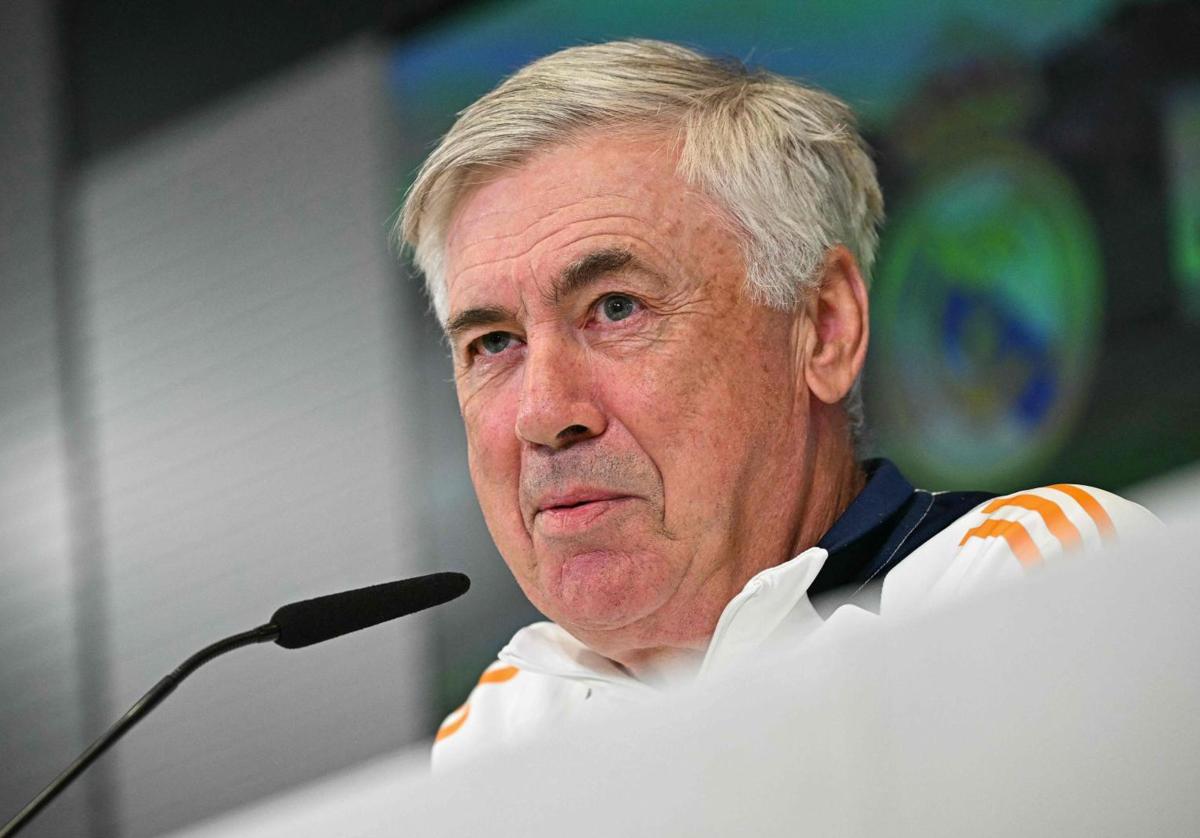 Carlo Ancelotti, durante su rueda de prensa previa al Girona-Real Madrid.