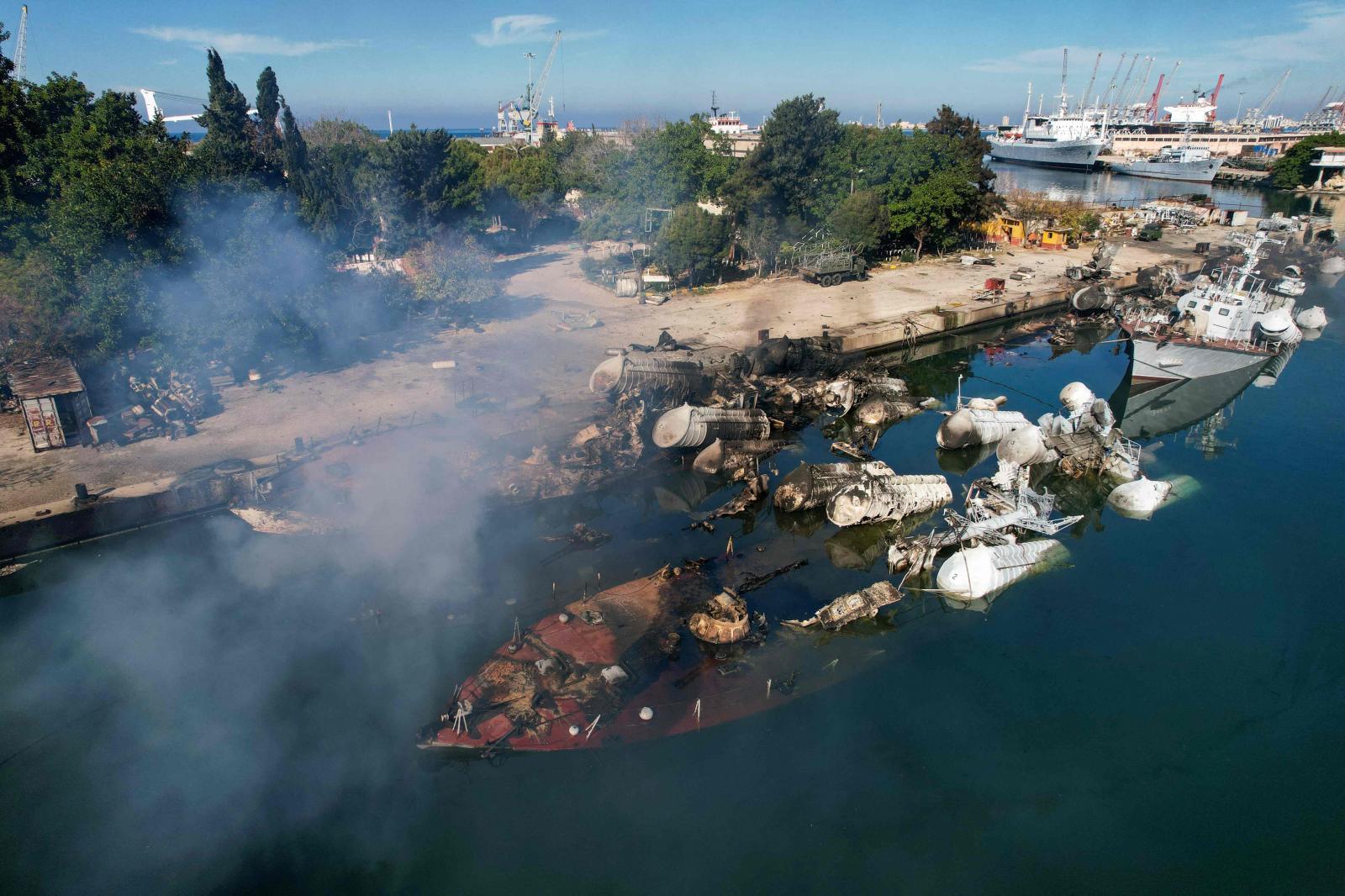 Un buque hundido en Latakia.