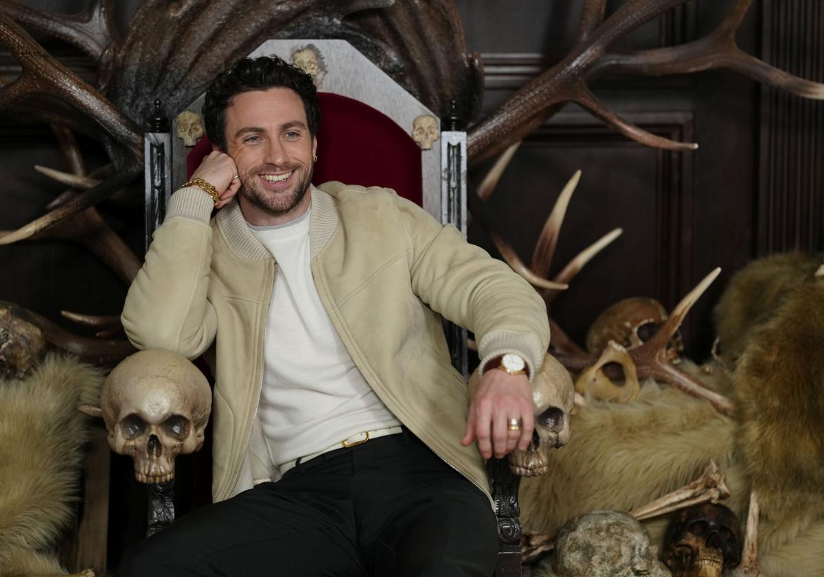 Aaron Taylor-Johnson, posando durante la presentación de 'Kraven the Hunter'.