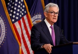 El presidente de la Fed, Jerome Powell, en rueda de prensa.