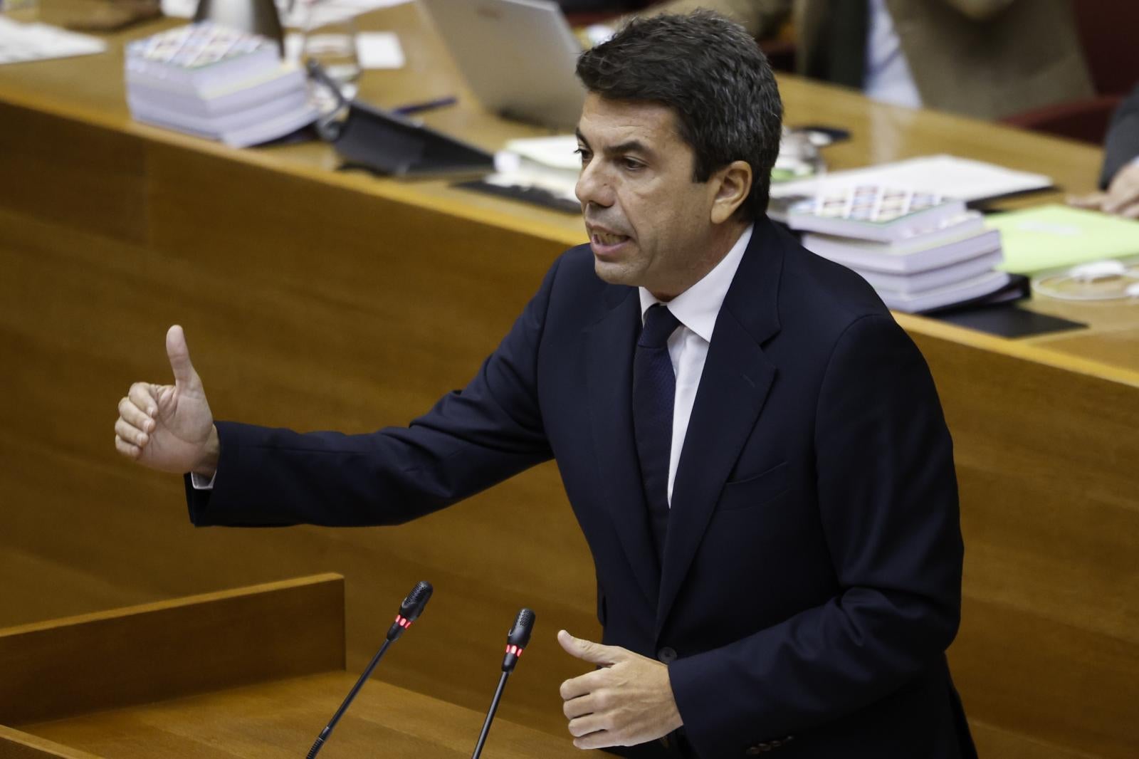 Carlos Mazón durante su intervención en el Parlamento valenciano.