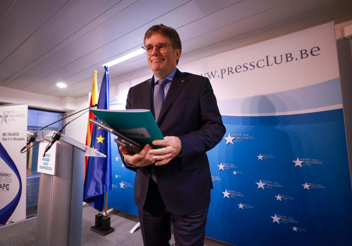 Carles Puigdemont, durante una comparecencia en Bruselas.