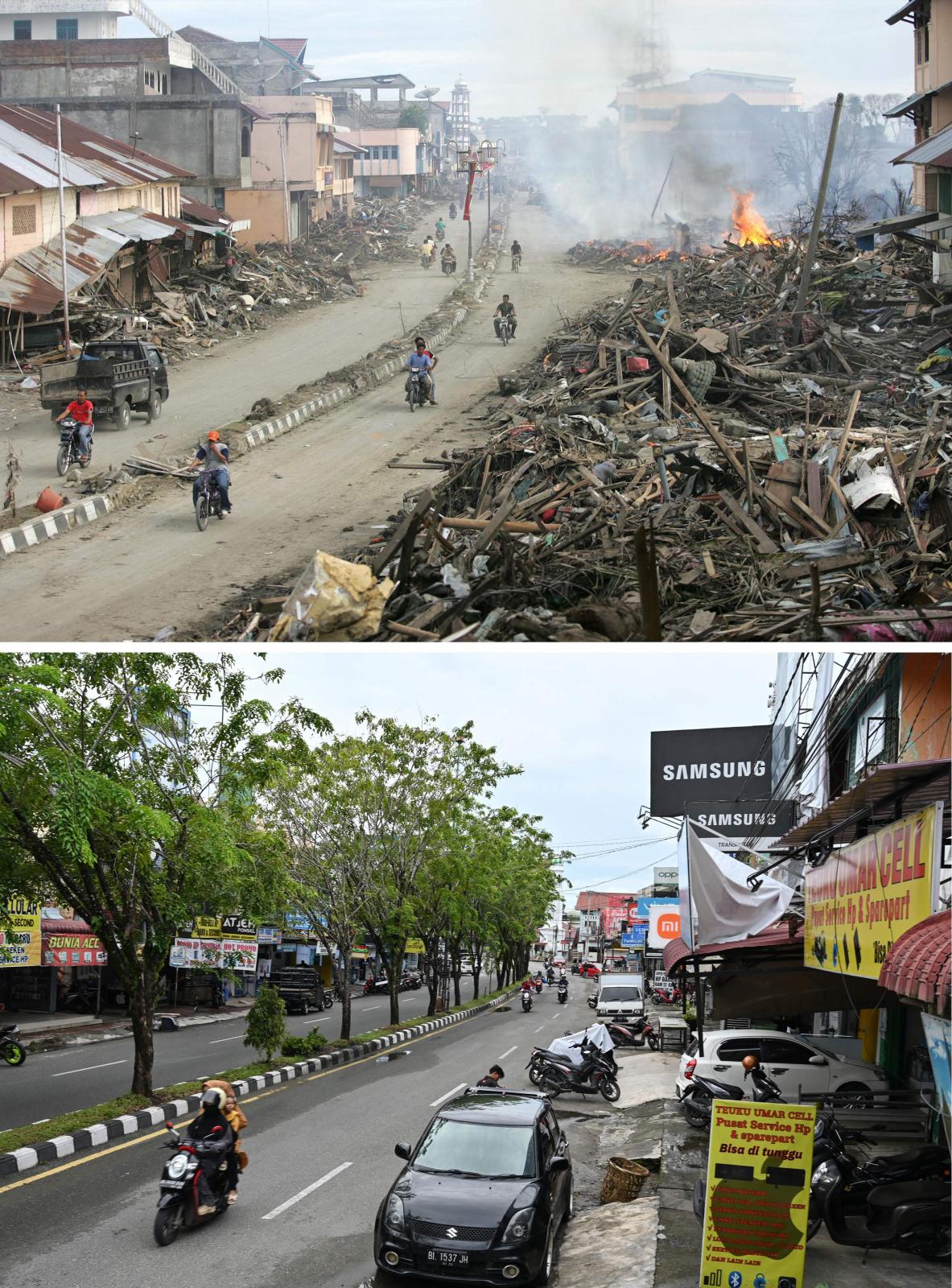 El antes y después en la isla indonesia de Sumatra tras el devastador tsunami de 2004