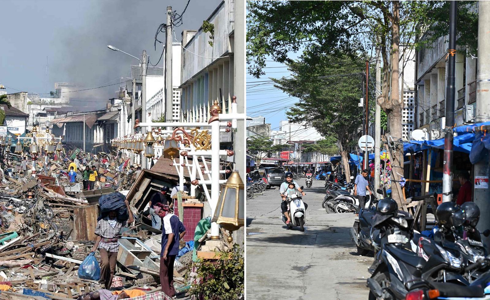 El antes y después en la isla indonesia de Sumatra tras el devastador tsunami de 2004