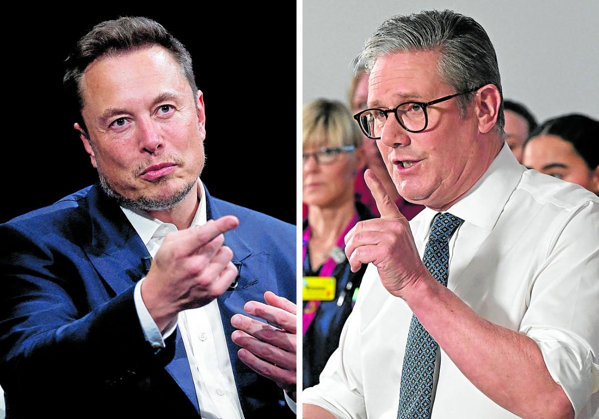 Elon Musk y Keir Starmer, en una combinación de imágenes.