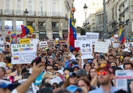 Manifestación de opositores venezolanos en Madrid el pasado agosto.