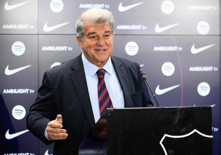 Joan Laporta, en la rueda de prensa.