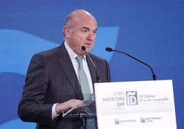 El vicepresidente del Banco Central Europeo, Luis de Guindos, en la inauguración de la XV edición del Spain Investors Day,