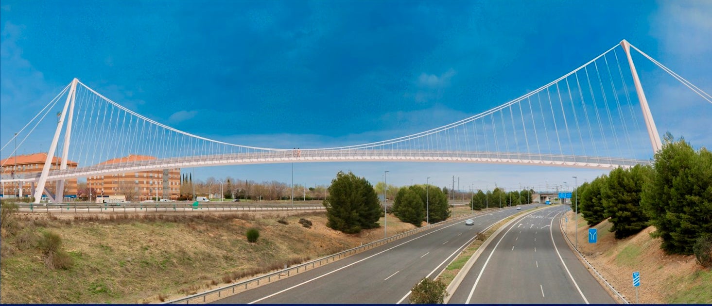 Recreación del puente colgante que comenzará a montarse en primavera y estará en uso tras el verano.