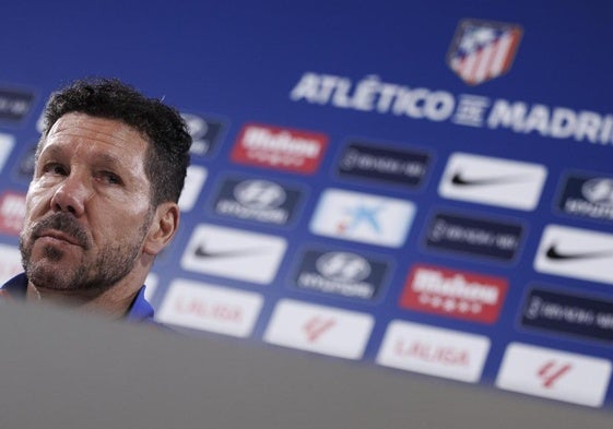 Diego Pablo Simeone, durante la conferencia de prensa previa al Leganés-Atlético.