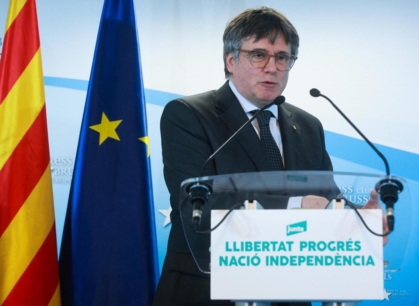 Carles Puigdemont durante su rueda de prensa en Bruselas el viernes.