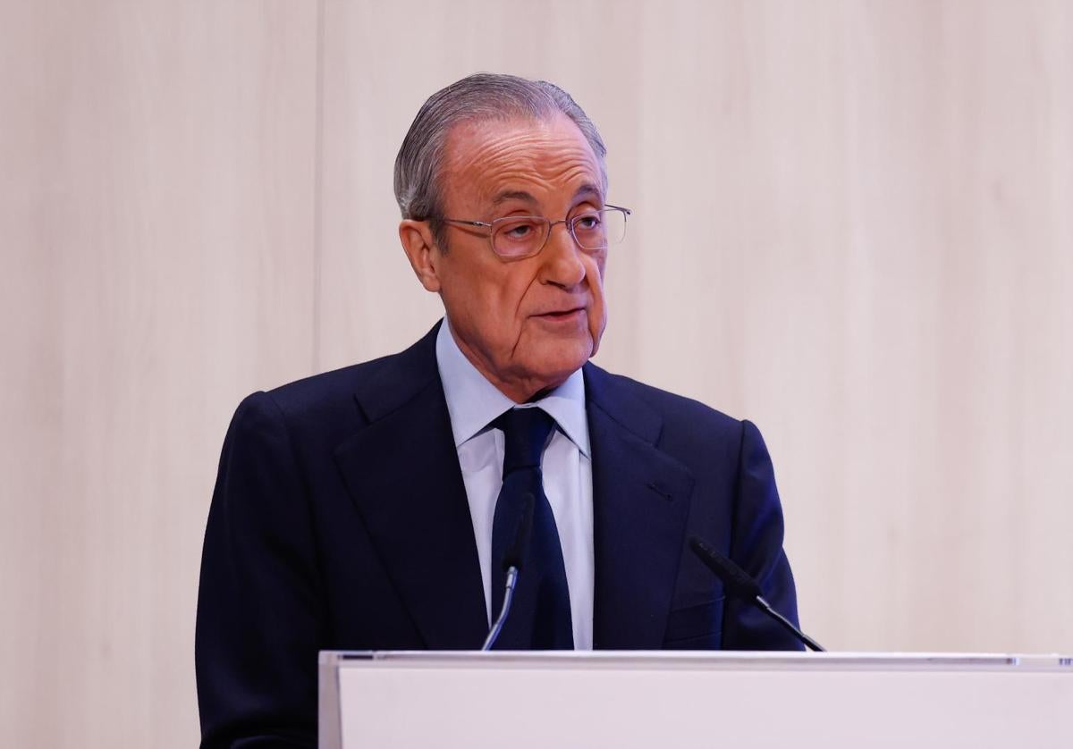 Florentino Pérez, en la presentación del partido de la NFL que se va a jugar en el Santiago Bernabéu