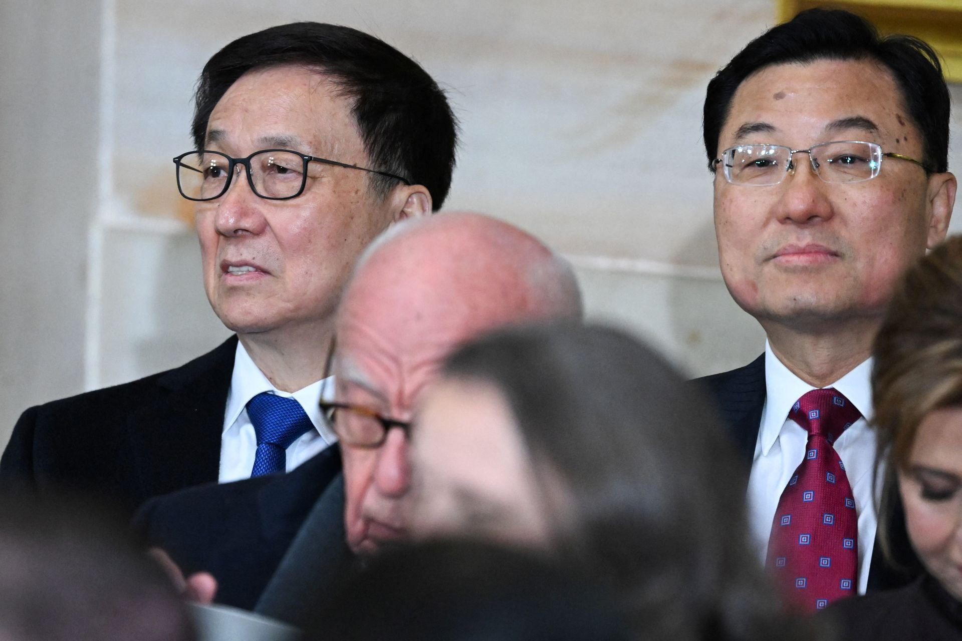 El vicepresidente de China Han Zheng (a la izquierda) durante el acto de Investidura en el Capitolio.