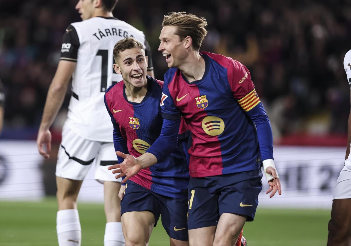 Fermín López y Frenkie de Jong, dos de los grandes protagonistas ante el Valencia.