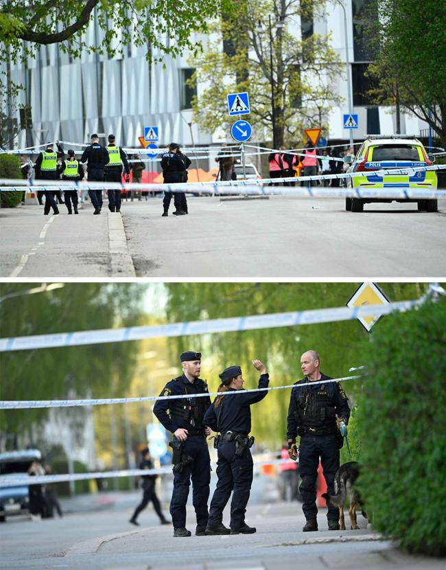 Policía en el lugar después de un tiroteo en la plaza Vaksala en Uppsala, Suecia, el pasado 29 de abril de 2025.