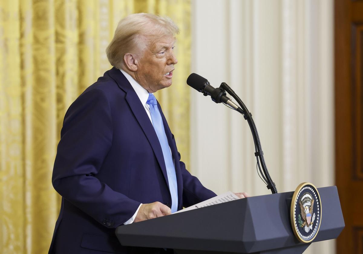 Donald Trump, durante una conferencia de prensa.