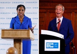 Kemi Badenoch, líder del Partido Conservador, y Nigel Farage, jefe de Reform UK.