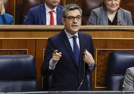 El ministro de Justicia y Presidencia, Félix Bolaños, durante el pleno de este miércoles en el Congreso.