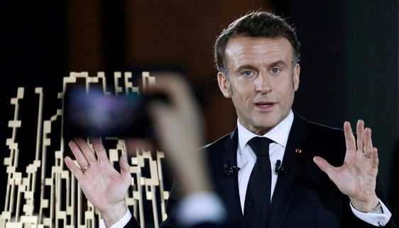 El presidente Emmanuel Macron, durante la cumbre de la IA en París.