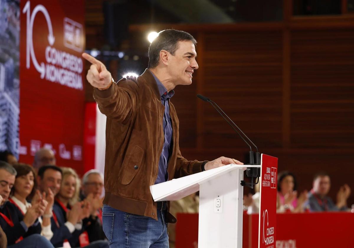 Pedro Sánchez, durante su intervención en el Kursaal.