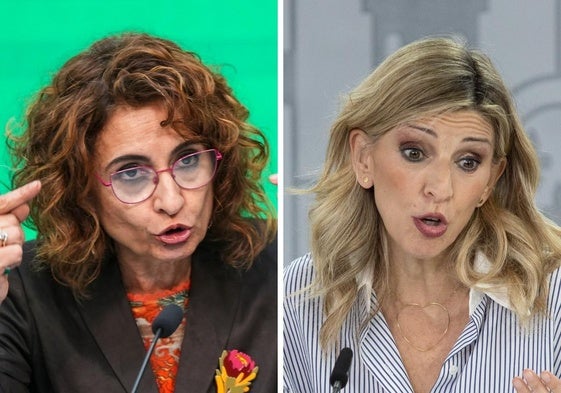 La vicepresidenta primera del Gobierno, María Jesús Montero, y la vicepresidenta segunda, Yolanda Díaz.