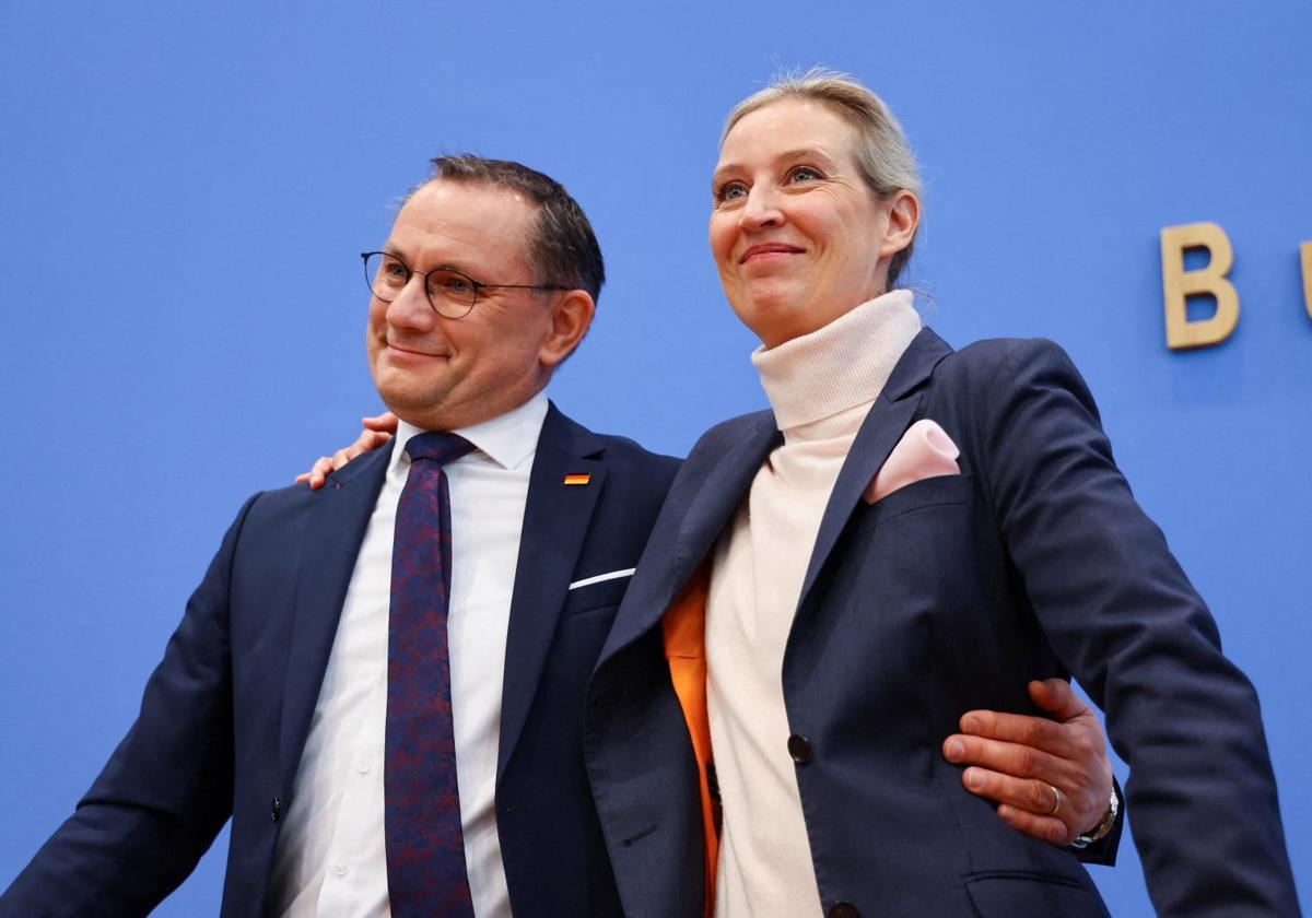 Tino Chrupalla y Alice Weidel, líderes del partido de extrema derecha AfD.