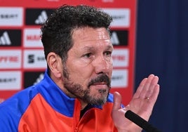 Diego Pablo Simeone, entrenador del Atlético, en la previa de la semifinal copera ante el Barça.