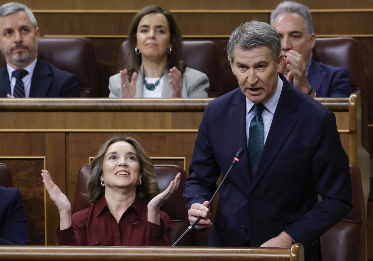 Alberto Núñez Feijóo, presidente del PP, en el Congreso