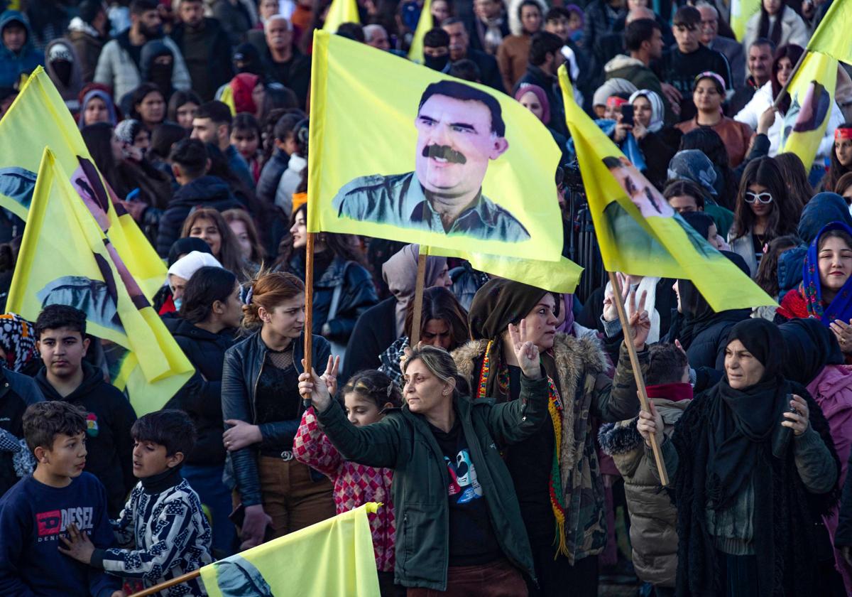 Manifestación de kurdos en apoyo a Ocalan.