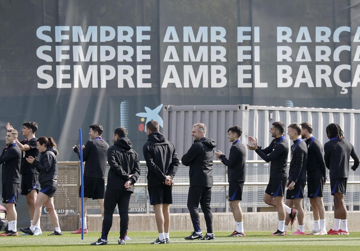 Barcelona's training session ahead of the match against Real Sociedad at Montjuic.