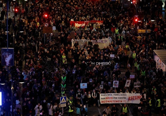 Una imagen de la manifestación contra Mazón.