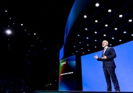 El presidente de Telefónica, Marc Murtra, en el discurso inaugural del MWC.
