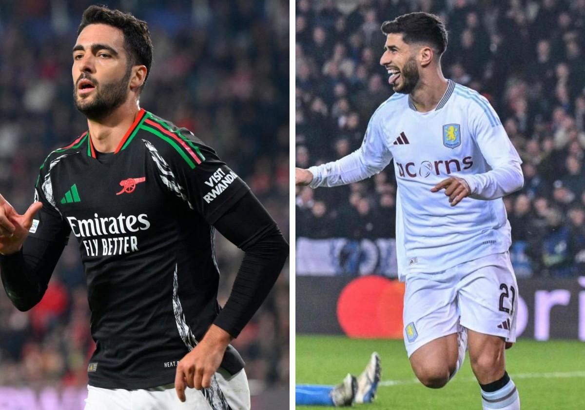 Mikel Merino y Marco Asensio, goleadores para el Arsenal y el Aston Villa.