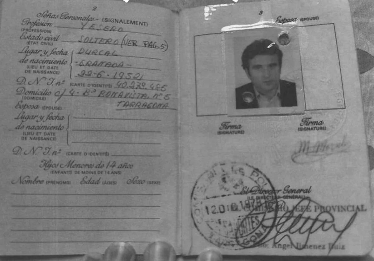 Pasaporte del granadino fallecido tras 40 años desaparecido.