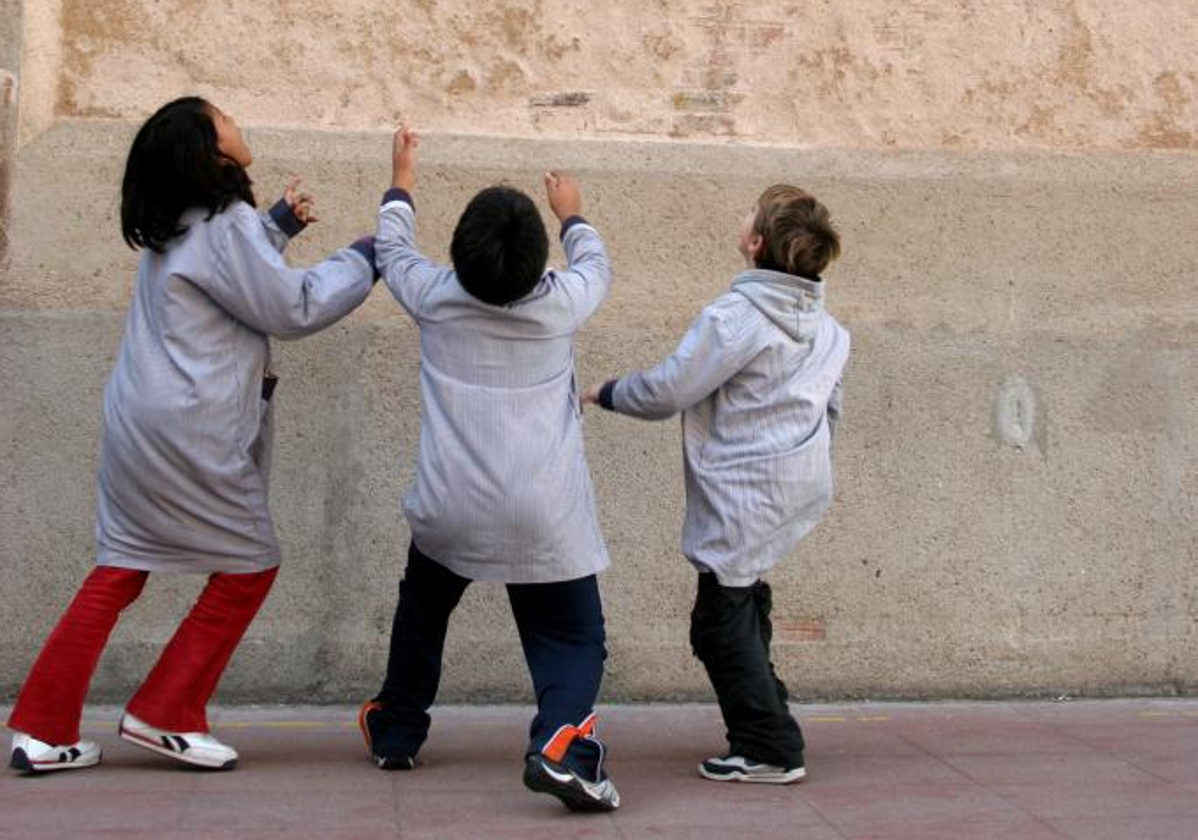 Alumnos en una clase de un colegio de Barcelona.