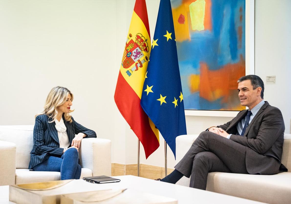 Sánchez y Yolanda Díaz se reunieron esta semana para abordar el aumento del gasto en Defensa